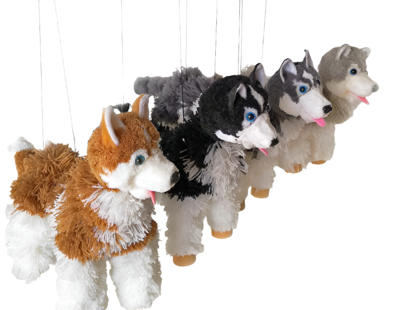 Dog - Husky Marionette - Small -Assorted Colors